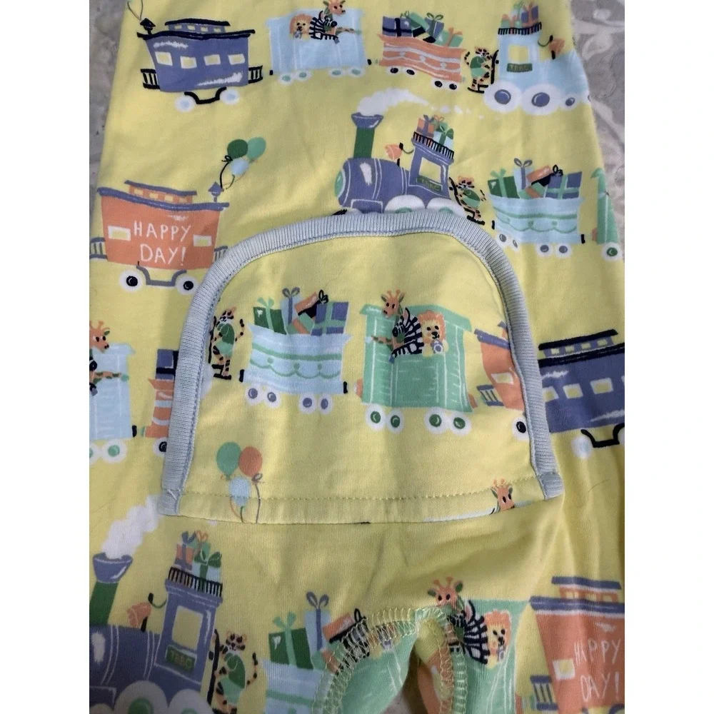 The Beaufort Bonnet Company 100% Pima Cotton Sleeper 12-18M Birthday Train
